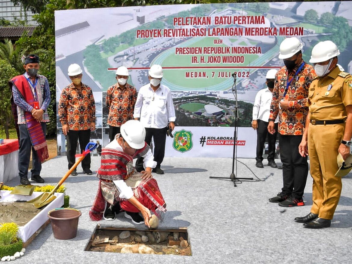 PELETAKAN BATU PERTAMA PROYEK REVITALISASI LAPANGAN MERDEKA MEDAN (LAP. MERDEKA 7 JULI 2022)